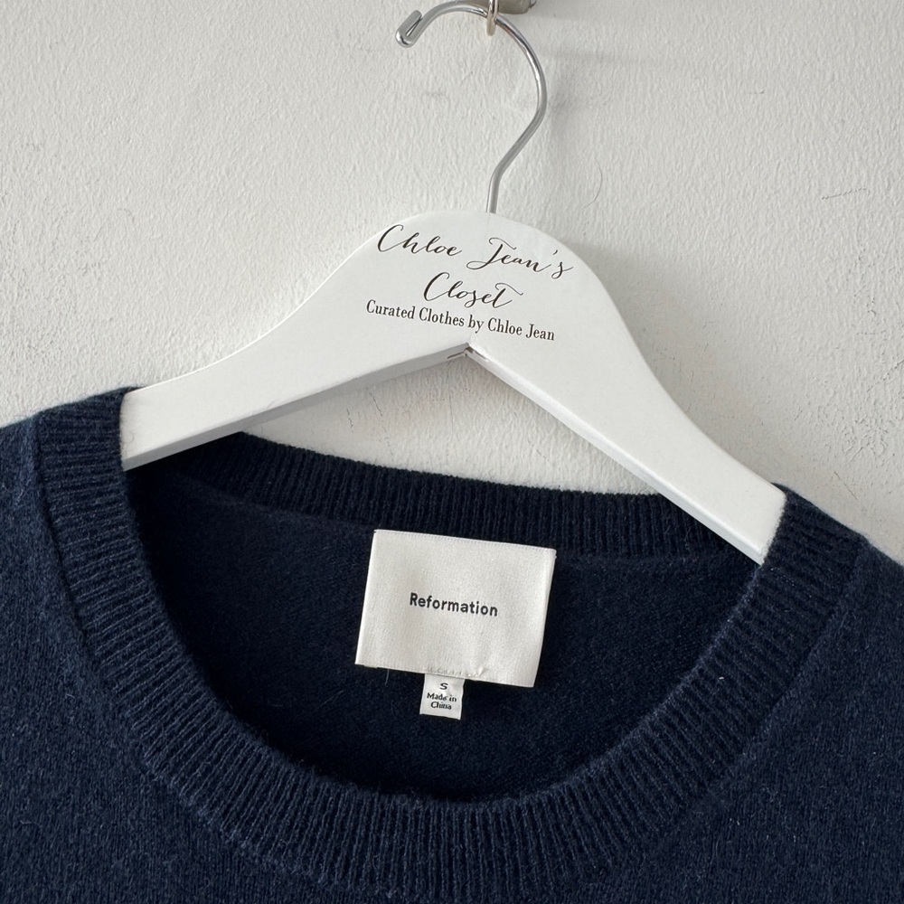 REFORMATION Lian Cashmere Navy Sweater S - Picture 3 of 4